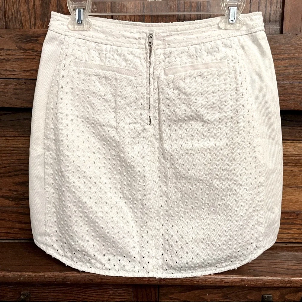 Rebecca Taylor Punched White Denim Mini Skirt, 4
